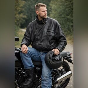 Vintage Vera Pelle Black Leather Bomber Jacket Size 54 (US 44/46)